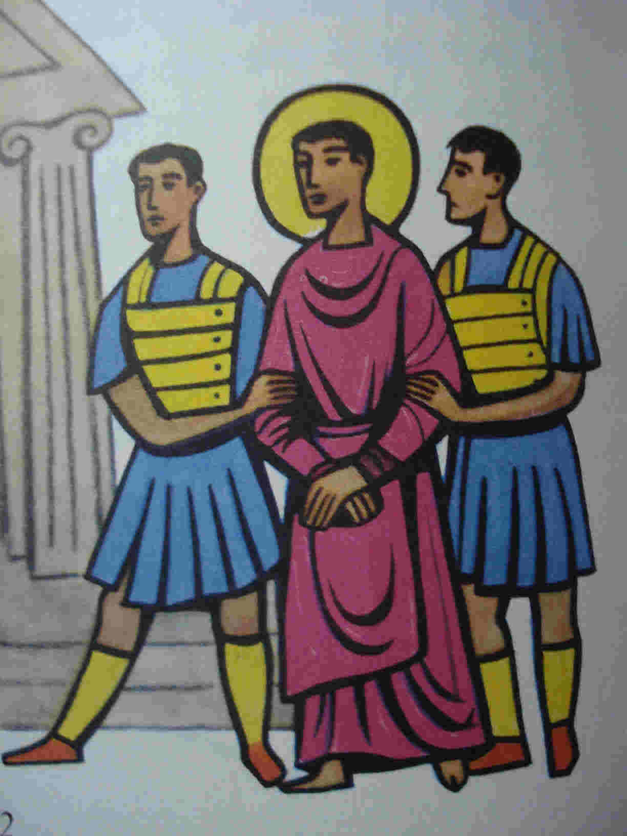 Laurentius wird von römischen Soldaten abgeführt.